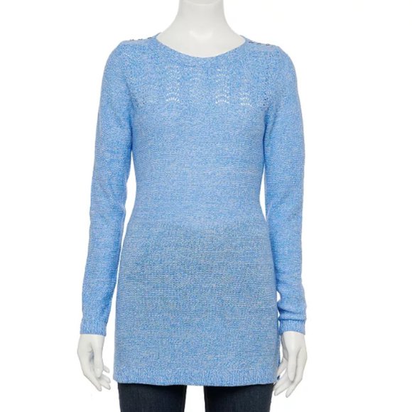 Pointelle Crewneck Tunic Sweater - Picture 1 of 2
